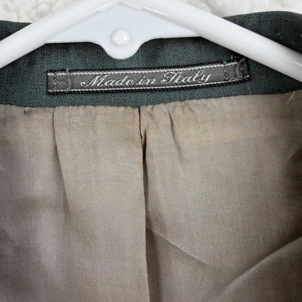 Lubiam Suit Jacket Mens 50L Gray Wool One Button Made‎ Italy Striped Notch Lapel